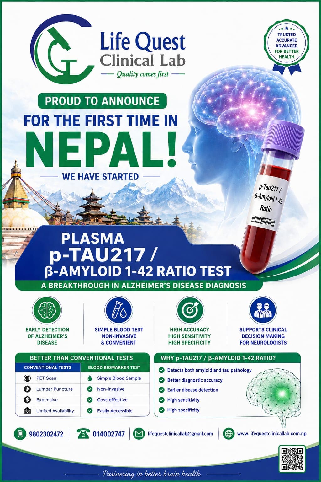 A New Era in Alzheimer's Disease Detection: Nepal's First Plasma p-Tau217 / β-Amyloid 1-42 Ratio Test